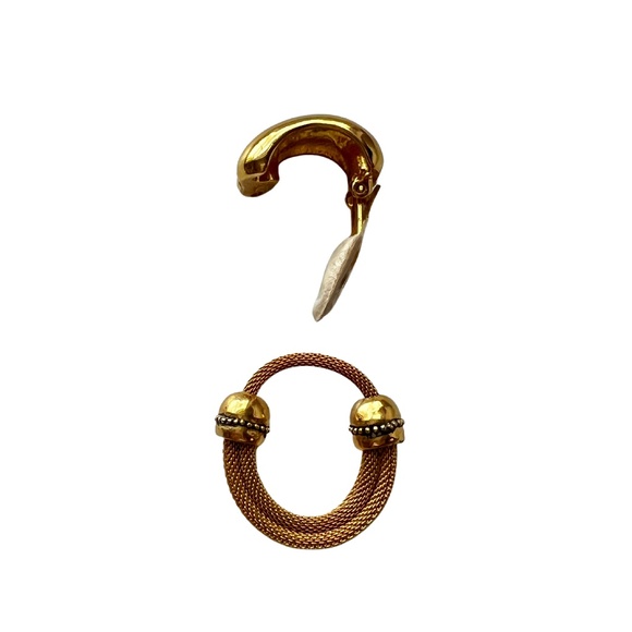 Gold Tone Drop Earrings Clip On - Picture 4 of 5